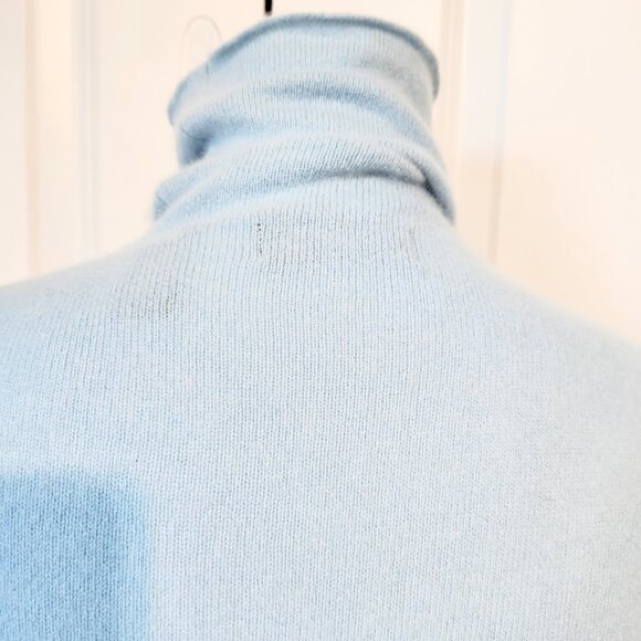 Women's Ruched Long Sleeve Context Cashmere Blend Light Blue Sweater Size XL - Picture 9 of 13